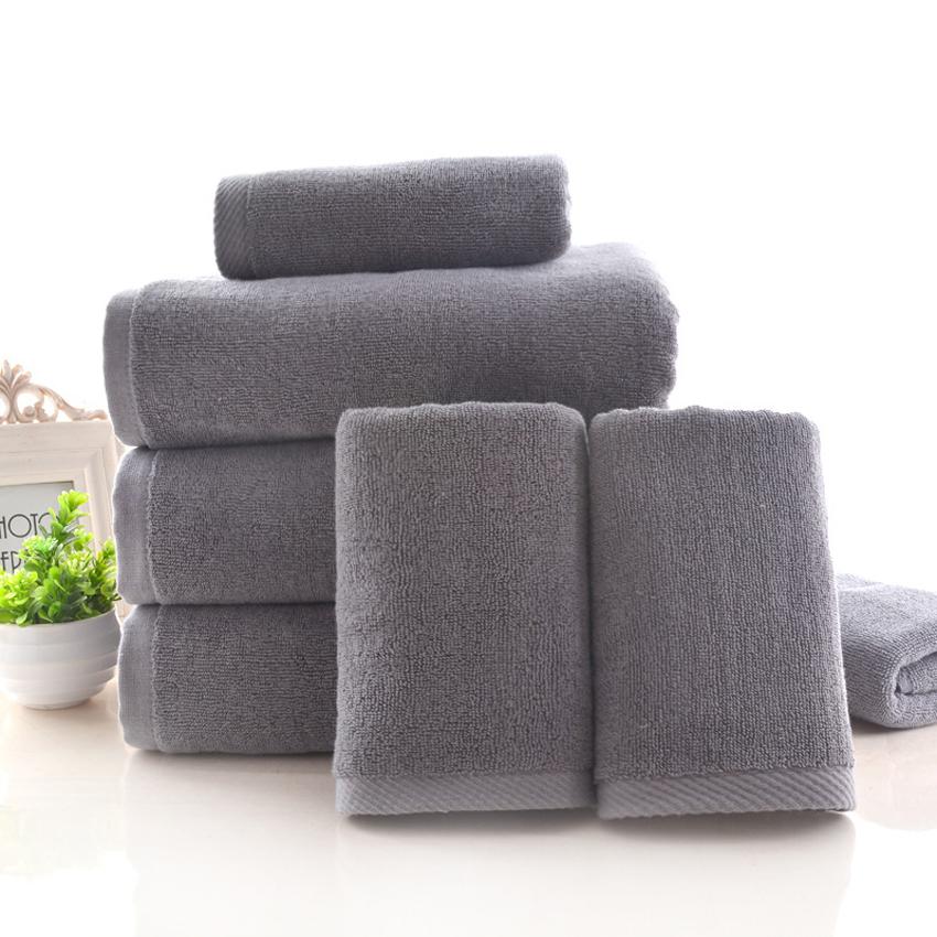 Plain Grey Thick Cotton Hand Face Shower Towels Soft Large Bath Towel Home Bathroom Hotel Adults Kids 7 Sizes Serviette De Bain