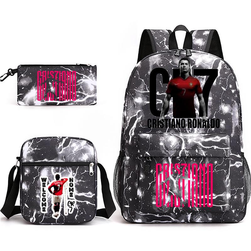 2023C Luo Surrounding Character Printed Backpack Three-piece Student School Bag + Shoulder Bag + Pencil Case Set