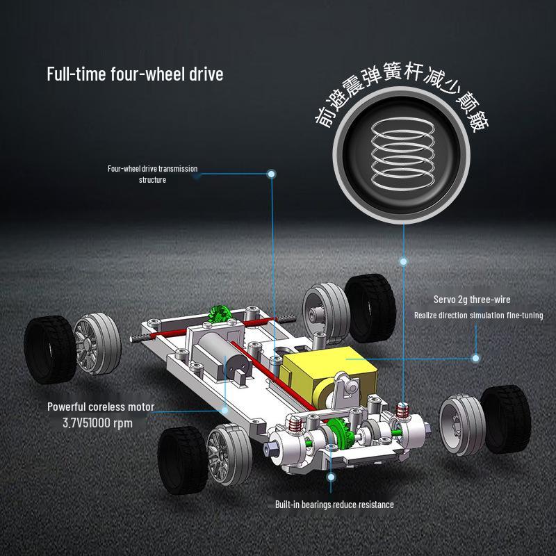1:43 Scale Drift RC Car - Four-Wheel Drive, Indoor Mini Toy for Kids