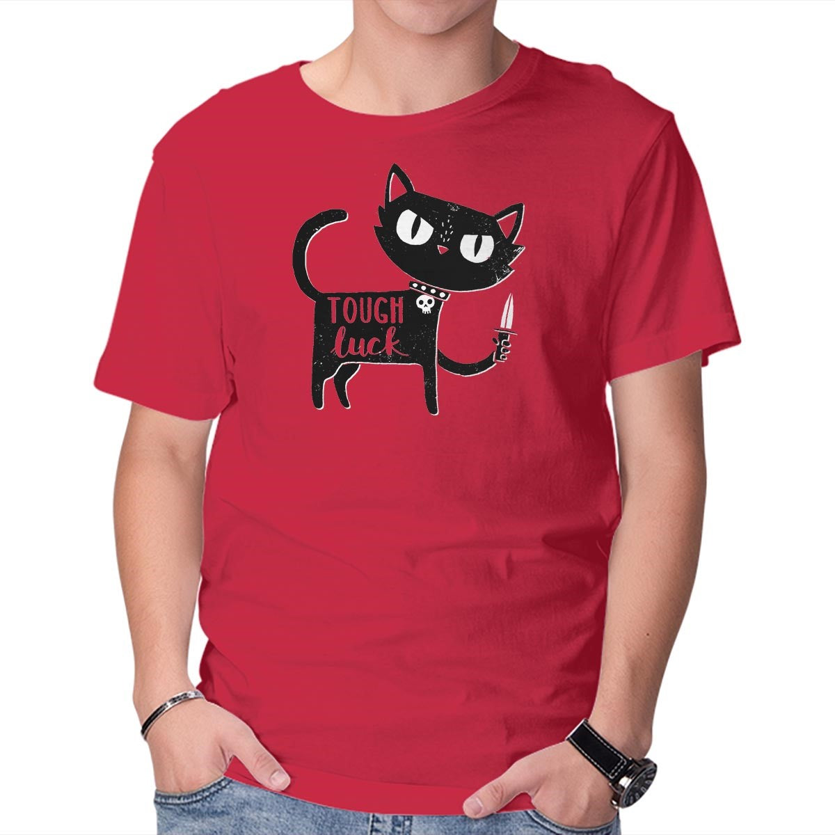Unisex Crew Neck T-Shirt Tough Luck Graphic Short Sleeve Casual Tee L