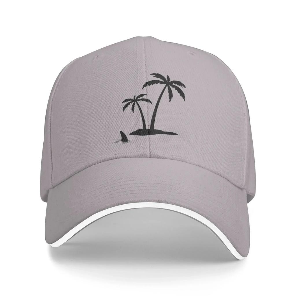 Coconut Tree on the Islet Shark Casual Baseball Cap Summer  Trucker Hat Hot Sale Tennis Skate Hip Hop Hats Women Men Fashion
