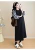 2026 Spring Korean Style Plaid Patchwork Maternity Hoodie Dress - Loose, Comfortable, Fake Two-Piece