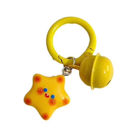 Keychain with Smiling Star And Bell Pendant Keyring Lightweight Bag Hanger Gift for Friends And Couple