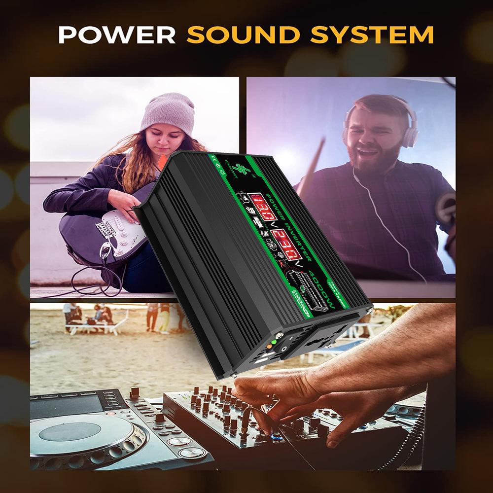 4000W Car Van Power Inverter Modified DC 12V To AC 110V/220V Charger Converter 2 USB with LED Display