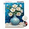 Relaxing DIY Pearl Painting Kit Framed with White Floral Vase Design 5D Sparkling Bead Canvas Craft for Girls Bedroom Wall Art Decor Gift