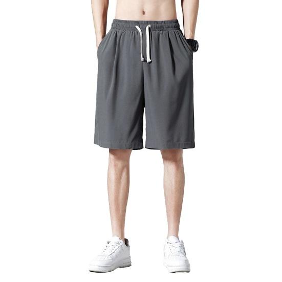 Men Shorts Elastic Waistband Drawstring Design Summer Sport Pants Ultra-Thin Ice Silk Fitness Short Pants