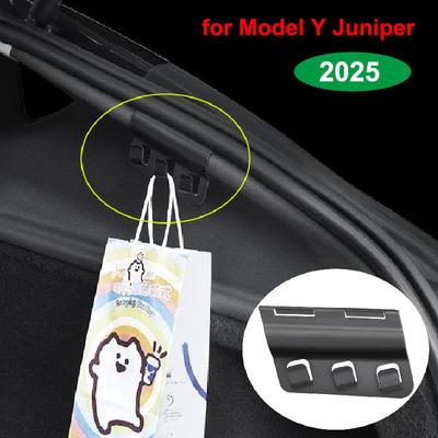 For Tesla New Model Y Juniper 2025 Launch Rear Trunk Hook Storage Multiple Holder Button Cargo Grocery Bag Umbrella Hanger Clips