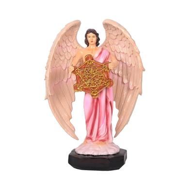 New Judaism Metatron Statue Idol Perfect Reiki Healing Angel Holding Sacred Flower of Life Geometric Cube Statue