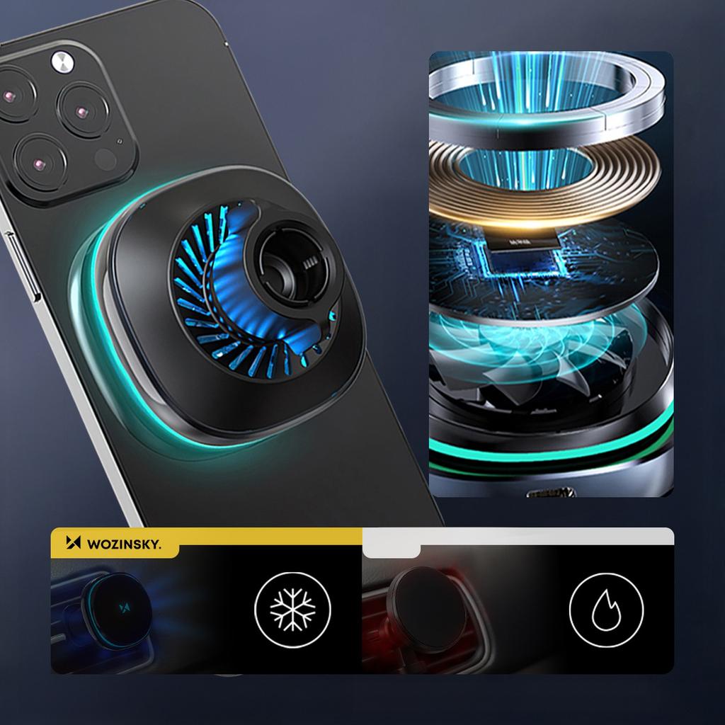 Uchwyt Samochodowy Z Ładowarką Indukcyjną Wentylatorem Do Telefonu Na Kratkę Nawiewu Qi MagSafe 15W