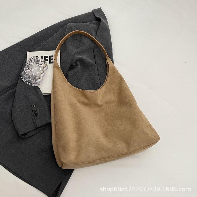 Deerskin velvet underarm commuter big bag women's 2025 new retro tote bag autumn casual large-capacity underarm bag