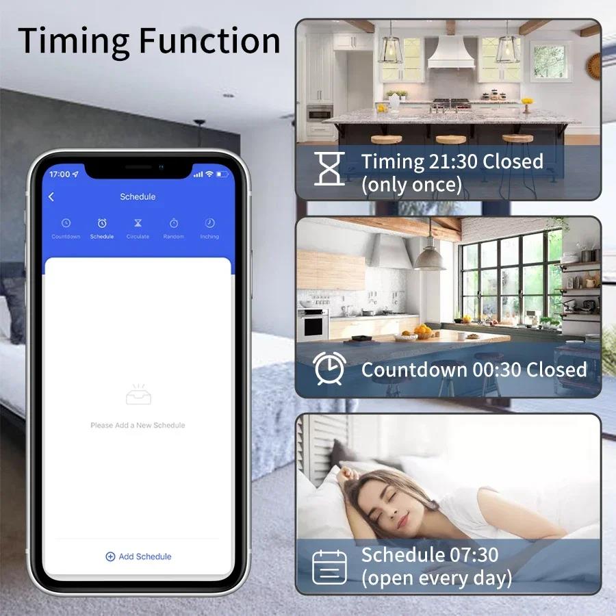 20A/16A Tuya WiFi Smart Switch RF 433Mhz Wireless Remote Control Push Button Switch Voice Control With Alexa Google Home Timing