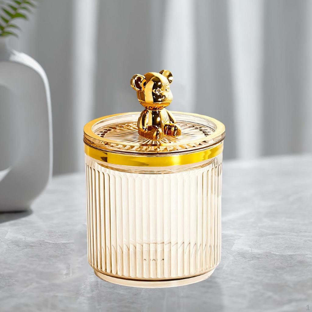 Makeup Dab Ball Holder Jar Clear with Lid Dispenser Tool Storage Box Cosmetic Organizer for