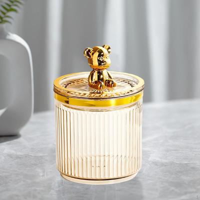 Makeup Dab Ball Holder Jar Clear with Lid Dispenser Tool Storage Box Cosmetic Organizer for