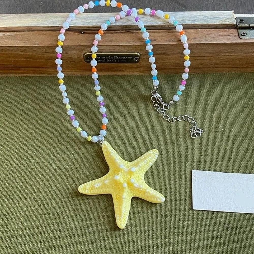 Beach Surfer Starfish Necklace Bohemian Summer Clavicle Chain Fashion Trendy Beach Necklace  Summer