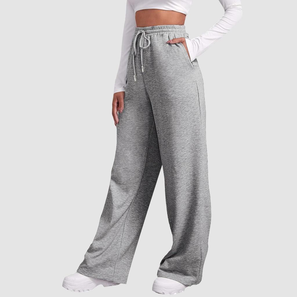 Damen-Jogginghose mit hoher Taille und weitem Bein, lässige Yoga-Jogginghose