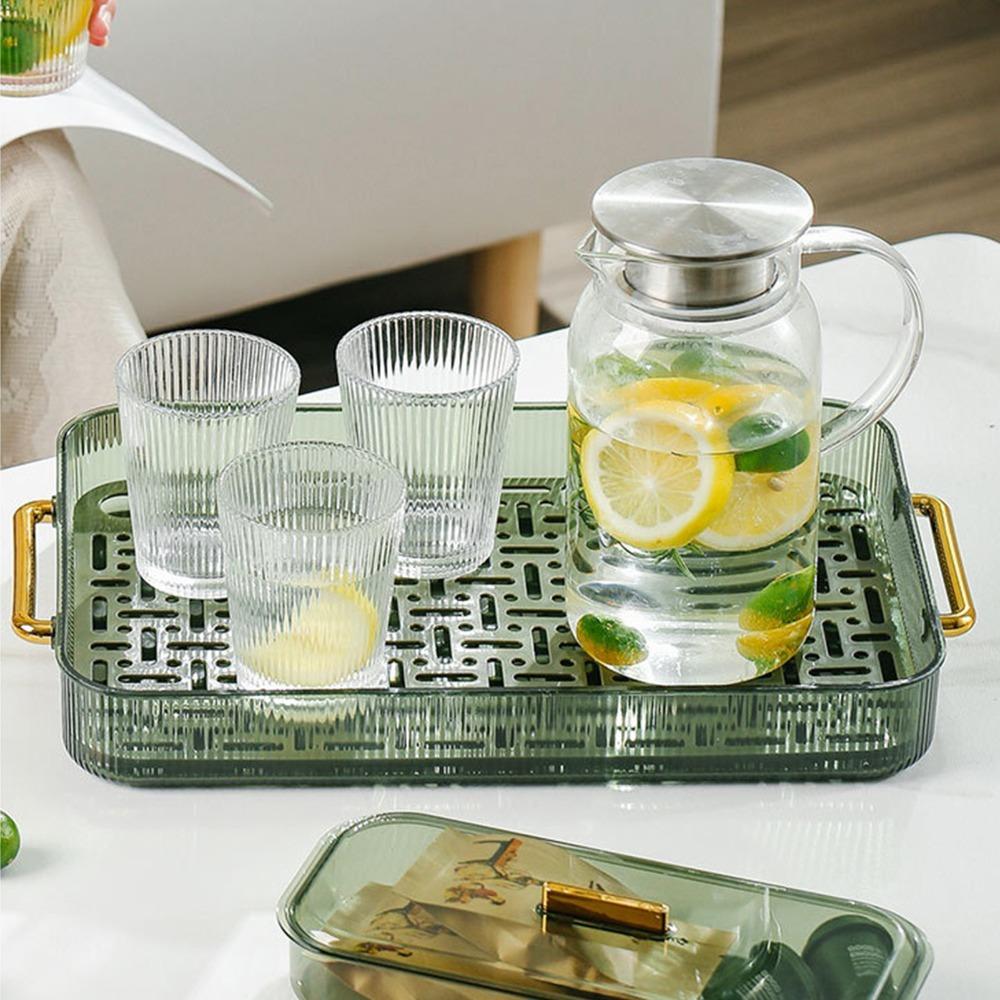 Double Layer Design Water Drainage Tea Tray With Handles Kitchen Counter Drain Board Coffee Table