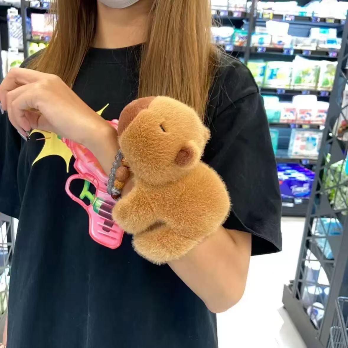 Набор: Браслет-липучка с капибарой и плюшевая игрушка для детей Capybara Pat Pat Circle - European Mink
