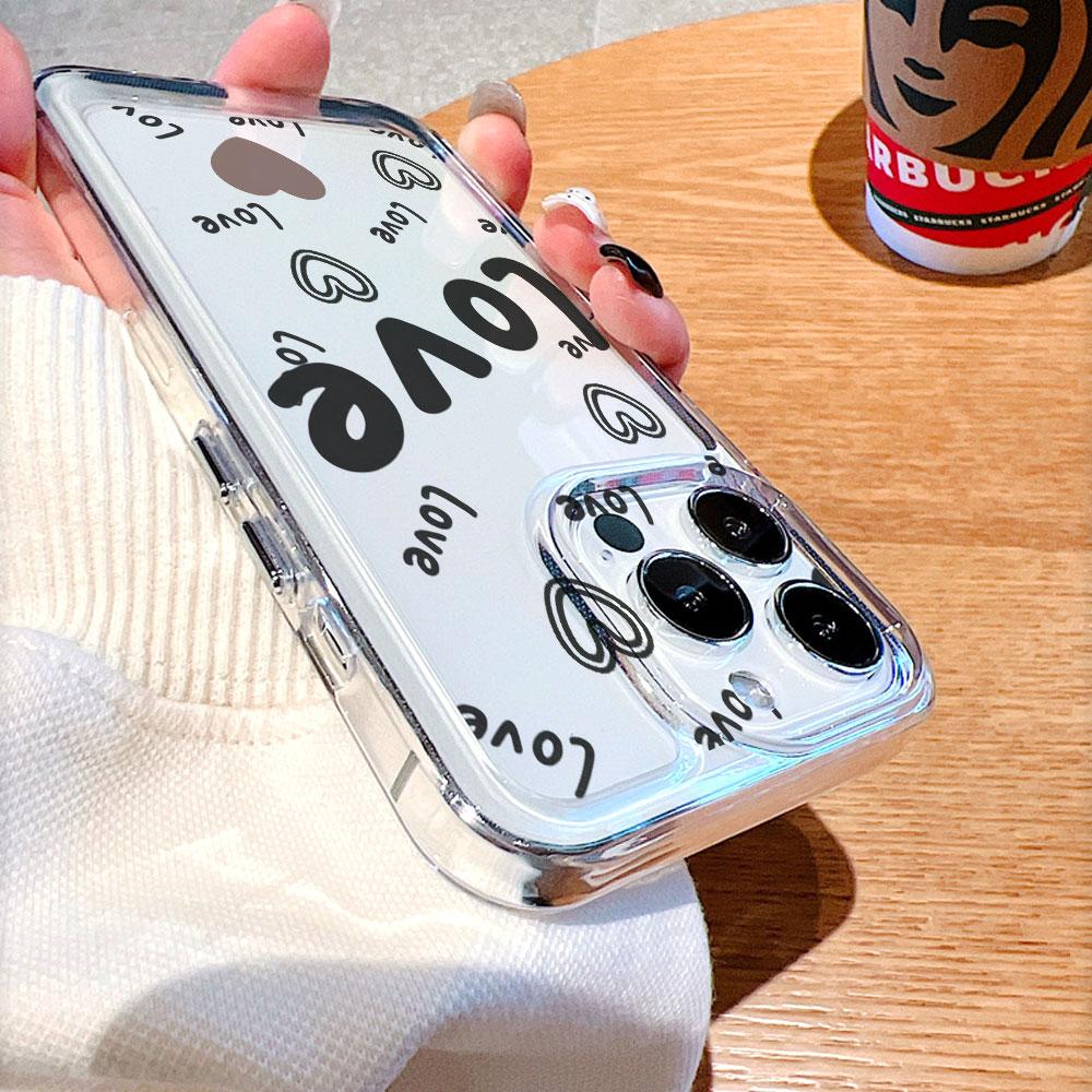 Black Love Heart Text Pattern Phone Case for Xiaomi Redmi Note 15 14 13 12 11 10 9 8 7 Pro Plus Soft Shockproof Protective Cover