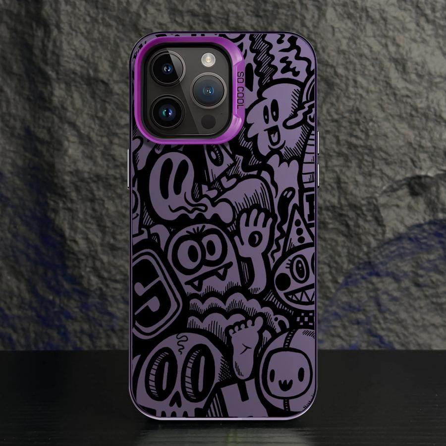 Phone Case for iPhone 15 16 Pro Max 11 13 Pro 14 Plus 12 11Pro 15Pro Max 16e Shell Cover Fundas Super Cool Black Graffiti