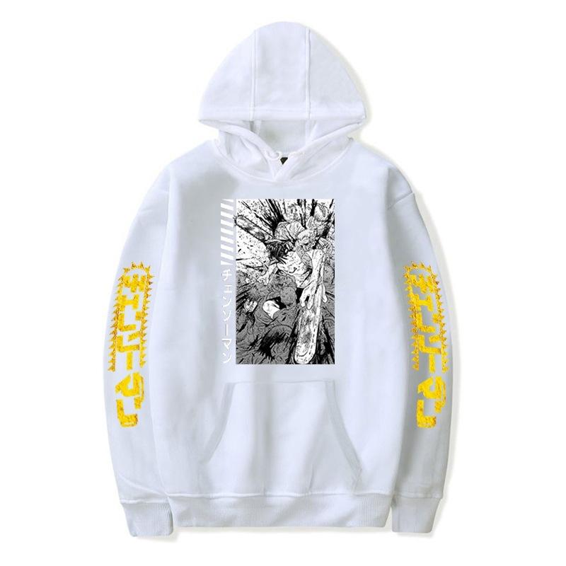 Chainsaw Man, Electric Black And White Print Autumn And Winter Men'S And Women'S Fleece Hoodie Loose Sweater Hoodie Top