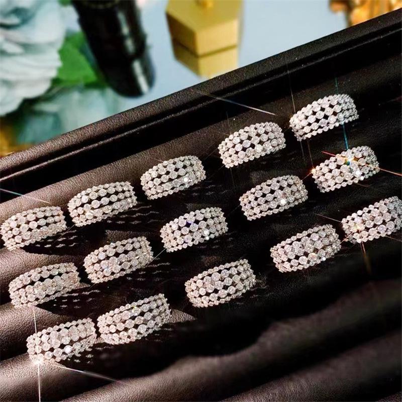French Romantic Multi-layer Zircon High Carbon Diamond Women's Wedding Ring