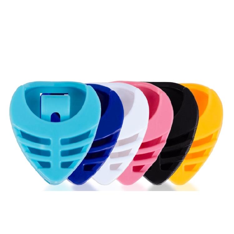 6 sztuk Trójkątny Uchwyt na Kostki do Gitary z Samoprzylepnym Tyłem i Sprężynowym Plastikowym Klipsem na Kostkę Gitarową Wytrzymały