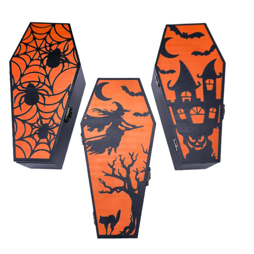 Halloween Candy Box Wooden Storage Container Functional Storage Solution