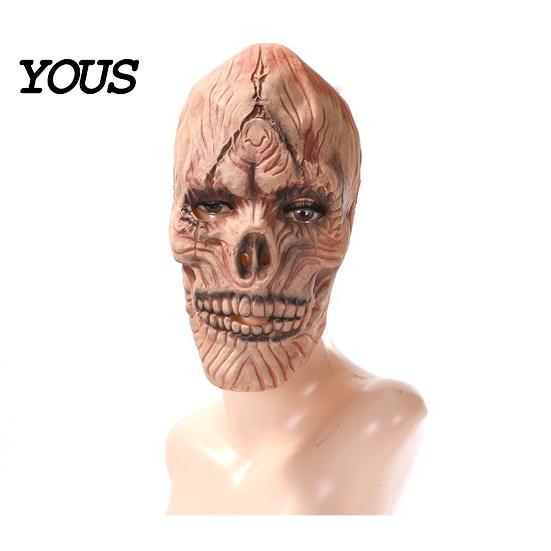 Dark Atmosphere Cosplay Scary Halloween Masque, Horror Full Face Latex Masque Breathable for Costume, Party, Haunted House Prop Realistic Skeleton