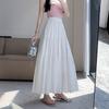 Women's Summer Elegant High Waisted Slimming White Tiered Skirt A Line Flared Long Skirt for Pear Shaped Figures