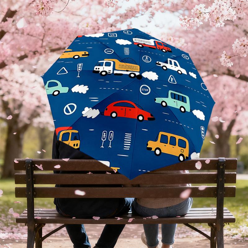 1PC Car Traffic Umbrella-8-Rib Reinforced, Automatic Open, Lightweight & Durable, Cute Fashion Accessory for Outdoor-T399