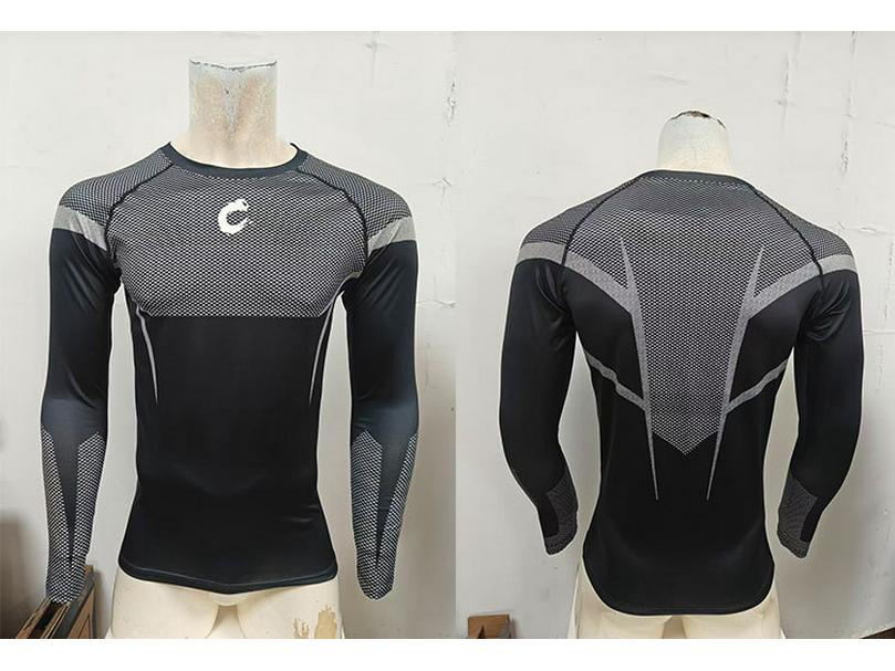 Herren Hochelastische Kompressions-Laufjacke Schnelltrocknendes Langarm-Fitnessstudio-T-Shirt