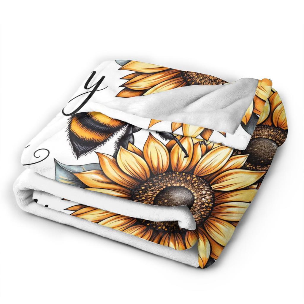 Bee and Flowers Blankets Autumn Super Soft Throw Blanket For Girls Chair Sofa Bed Flannel Bedspread Bed Cover