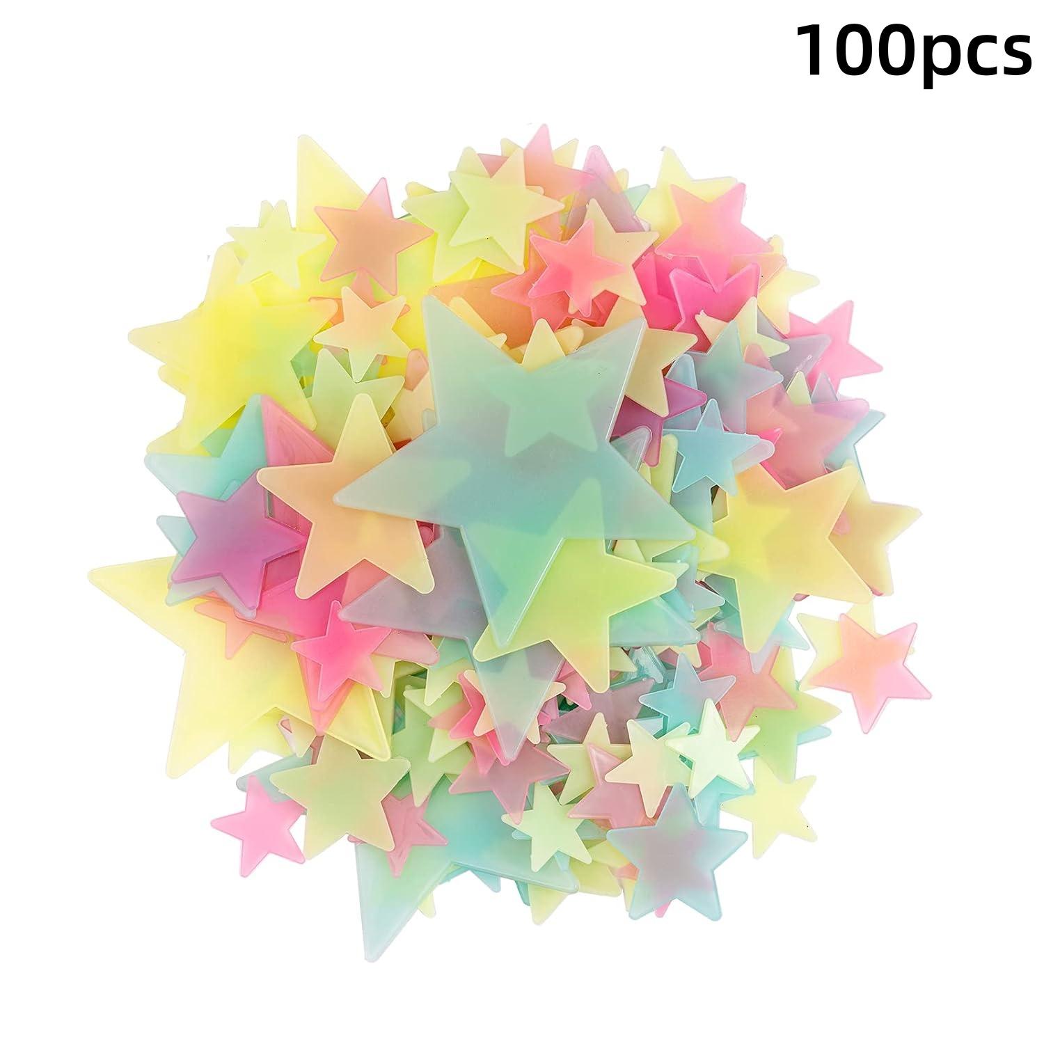 

Спальня 3D Светящиеся Потолочные Звезды Флуоресцентная Наклейка Комната Метопа Украшение Наклейки на Стену 100-pcs разноцветный