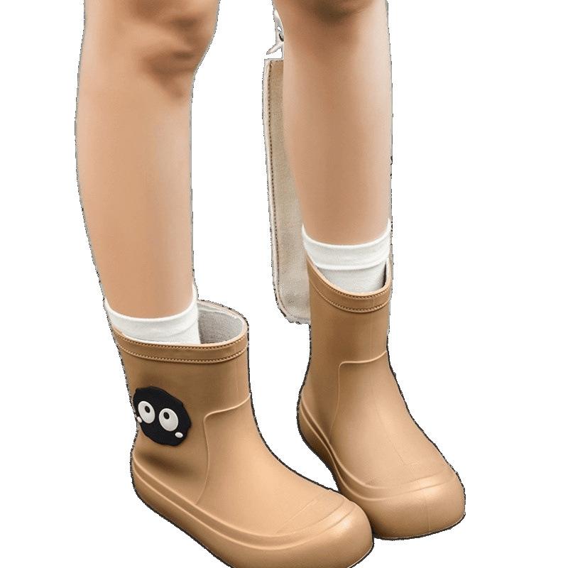 Japanese cute children's parent-child rain shoes women's students middle and older children's non-slip soft-soled rain boots velvet super soft waterp