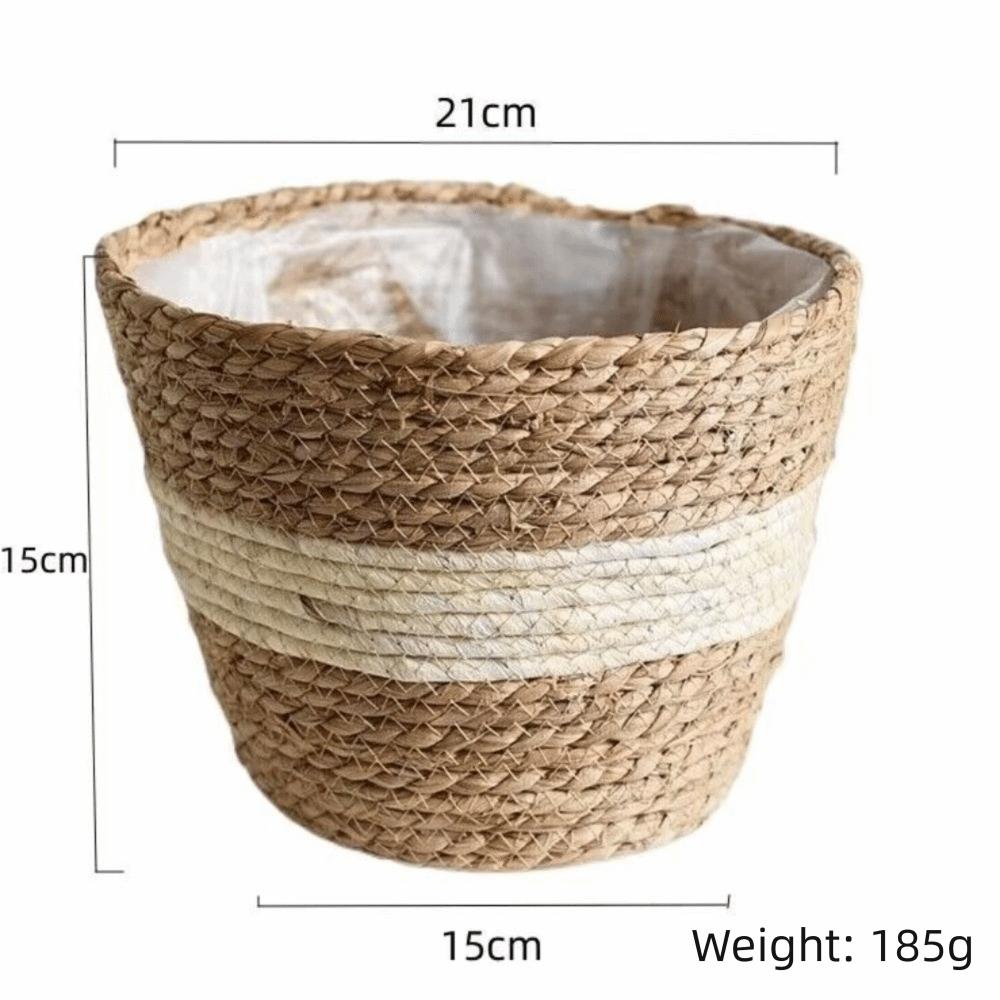 Weaving Straw Flower Basket Storage Function Storage Basket Woven Grass Flower Pot  Garden