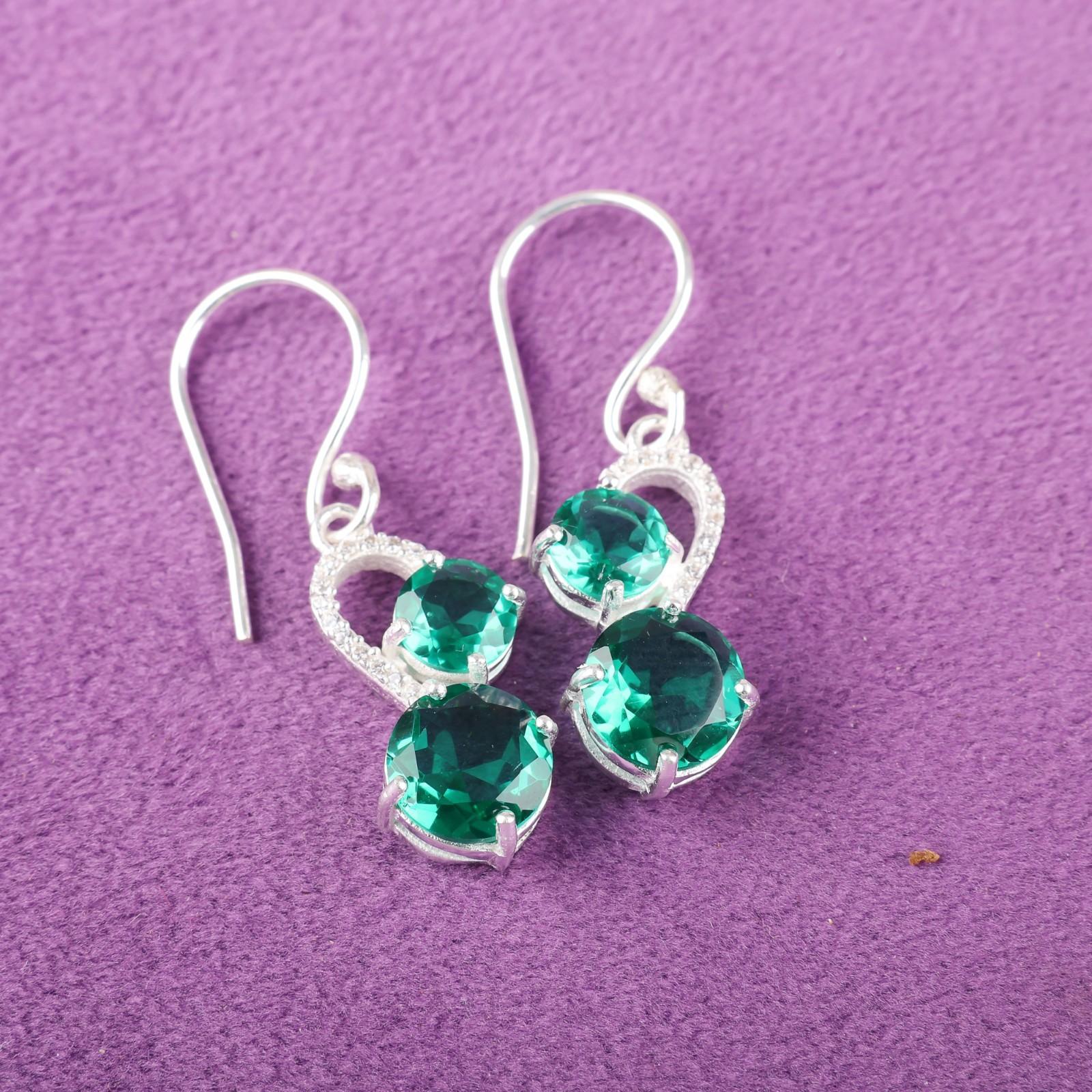 

Хромовый диопсид Драгоценный камень 925 Стерлинговое серебро Подарочные украшения Серьги с цирконом 1,38 CZE-3-15