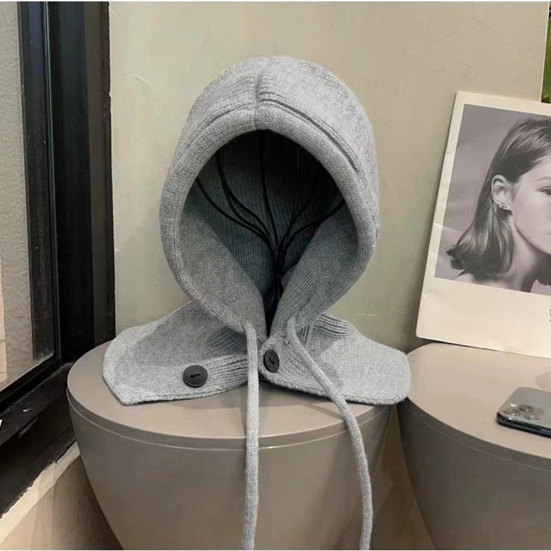 Korean Balaclava Hat Women's Winter Warm Hat Scarf Integrated Ear Protection Wool Knitted Hat