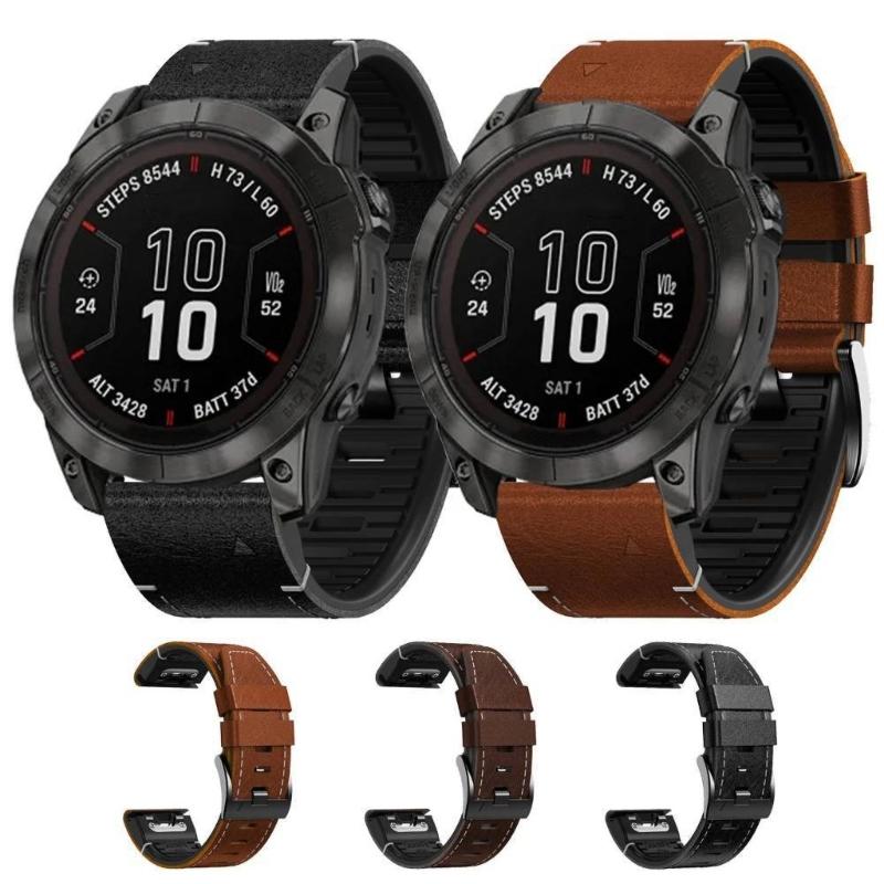 Elegant Leather Watch Strap 26mm Easyfit Band Classical Comfortable Leather Watchband Soft Suitable for Smartwatches