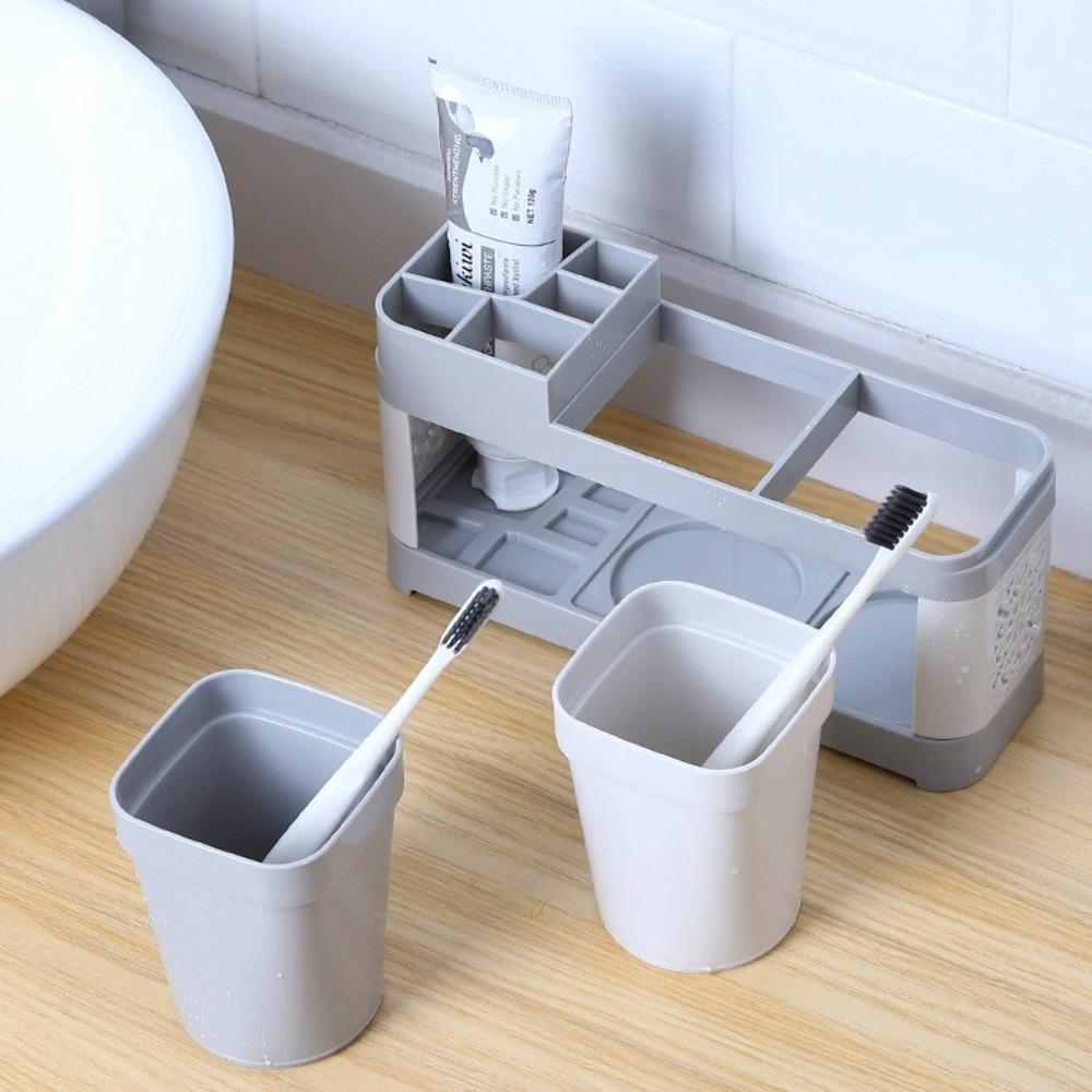 Creative Washing Cup Holder Hollow Design Multifunction Toothbrush Holder Set Independent Grids Thicken Bottom