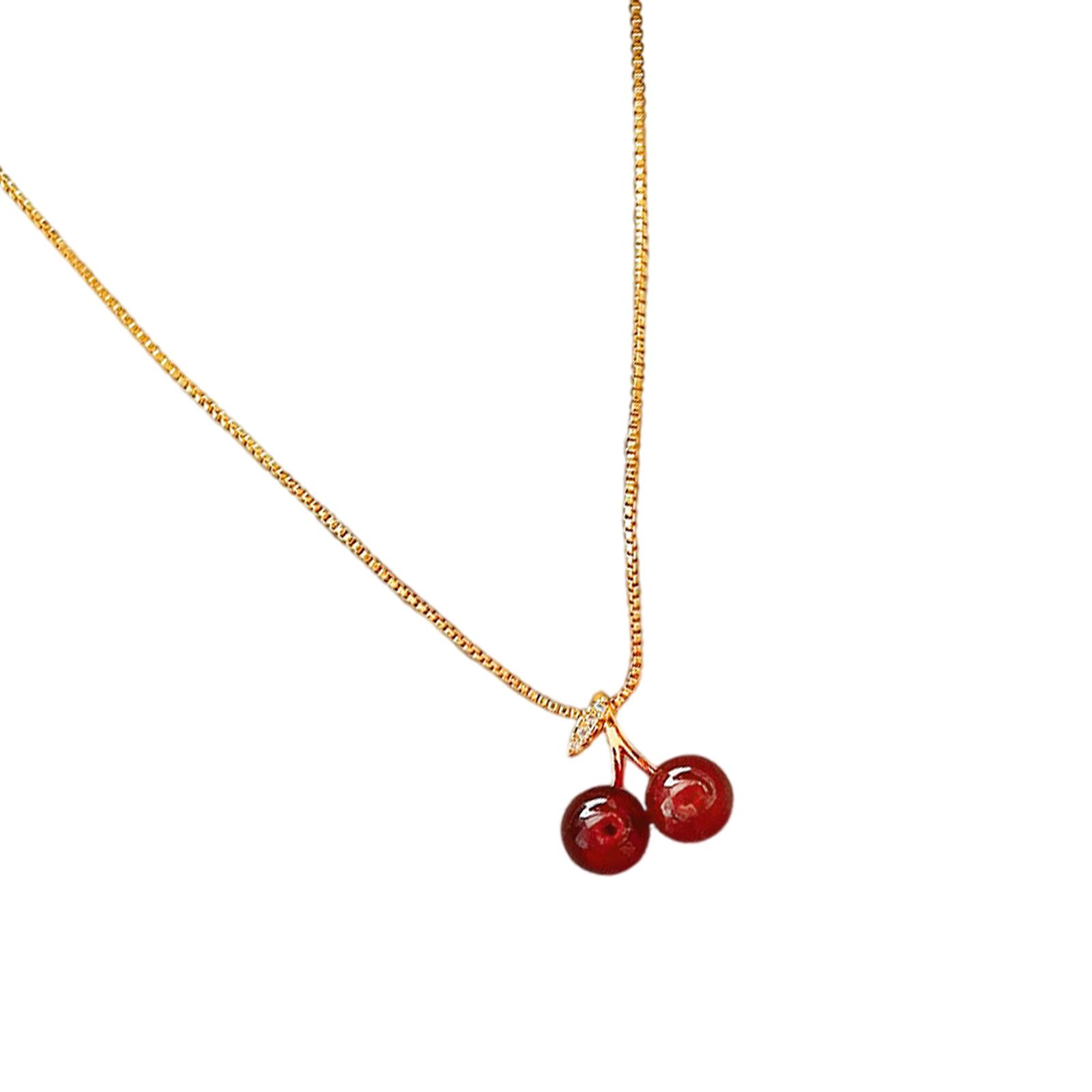 

Элегантное колье с подвеской в виде вишни винного цвета, регулируемая золотистая цепочка, ювелирное украшение, подарок для женщин, аксессуары для вечеринки по случаю дня рождения