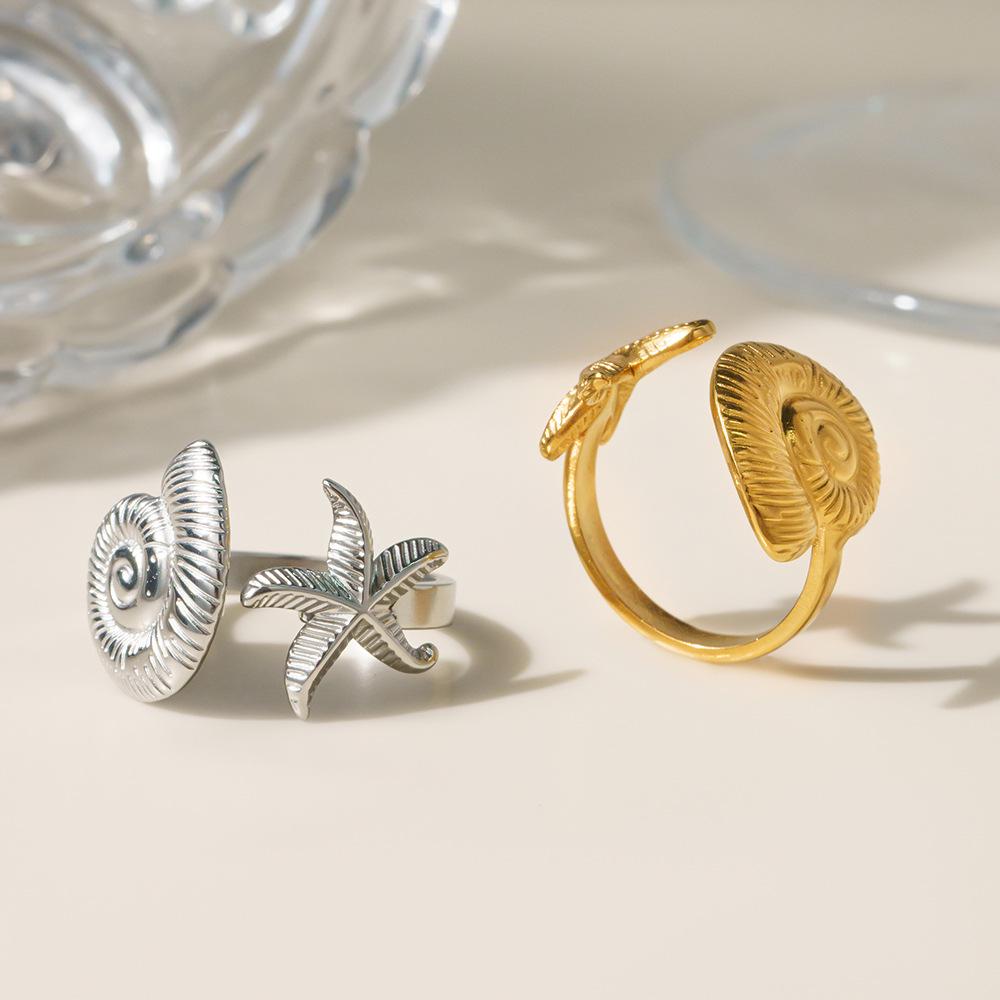 Ozean-Stil Goldstern Verstellbarer Edelstahlring für Damen