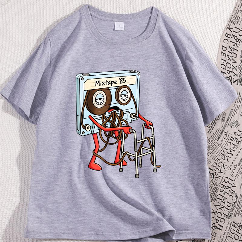Funny Old Cassette Tape Tshirt Casual Cotton Short Sleeve Round Neck Tshirt Vintage Game Graphic Tees Men Women Clothing