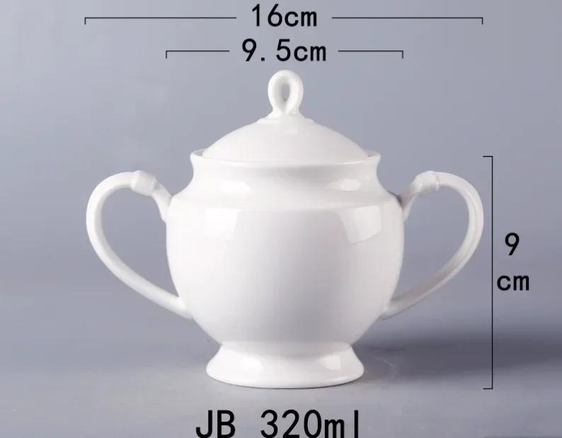Handle White Porcelain Latte Coffee Milk Pot, Mini Milk Can, Sauce, Drainage Cup, Sugar Can, Coffee Utensils, Hotel Tableware