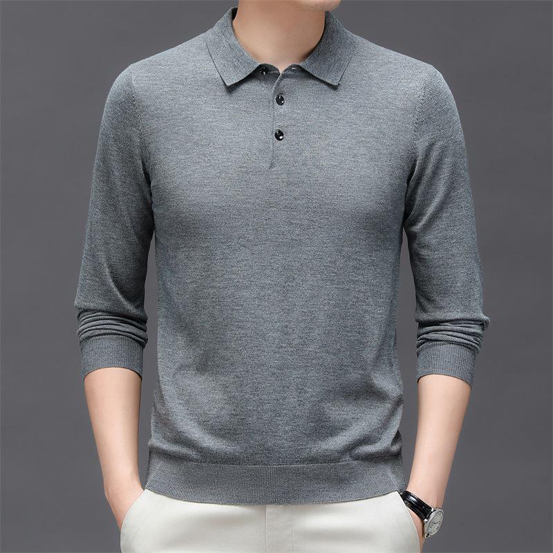 Men's Thickened Silk Wool Knit Pullover Sweater - Round Neck, Plain Color, Autumn/Winter Casual Lapel Cardigan.