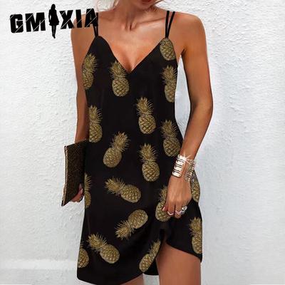 Women's Fashion Summer Spring Solid Color Print Sleeveless V-Neck High Waist Casual Dresses
