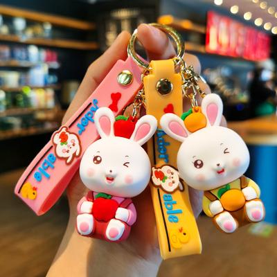 New Year's Goods Little Rabbit New Year Keychain Cute Cartoon Fruit Little Rabbit Keychain Car Book Small Gift Wholesale Kawaii