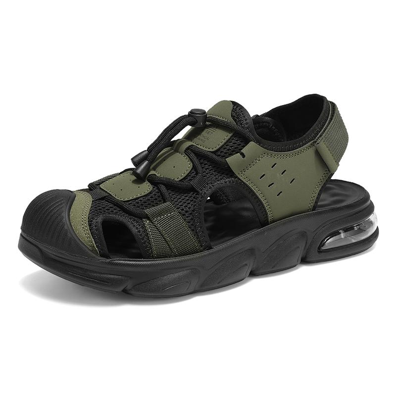 Fashion Summer New Arrival Leather Outdoor Men's Sandals Breathable Slip-On Beach Shoes Fashionable Versatile Water-Resistant Footwear