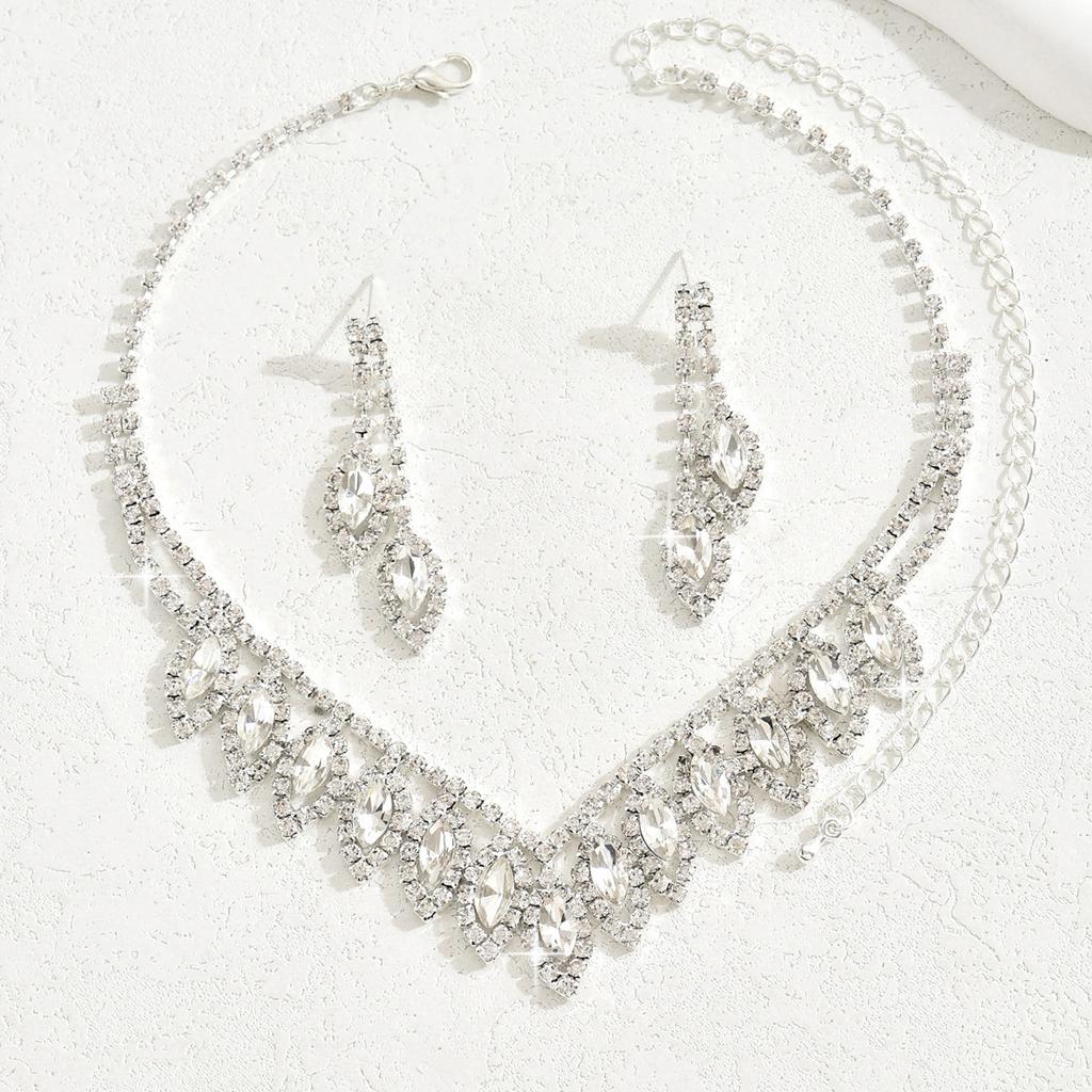 tassel super flash geometric necklace earrings set light luxury cold wind collarbone chain temperament bridal set