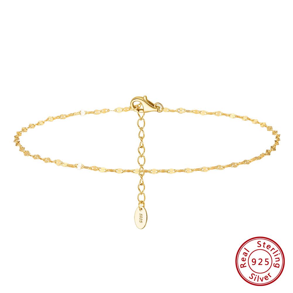 ORSA JEWELS 14K Gold Italian Rhombus Chain Anklet for Women Girls Fashion Summer Beach Foot Bracelet Anklets Jewelry Gift SA44