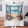 Open Door with Flowers On The Beach - Themed Blanket - Comfortable Flannel Fabric Hypoallergenic Suitable for All Seasons - Ideal
